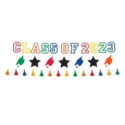 Multicolor Class Of 2023 Graduation Cardstock Banner Set, 3pc, 6ft