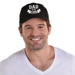 Black & White Grad Dad Baseball Cap -Costume Party Decor Store 953620 01