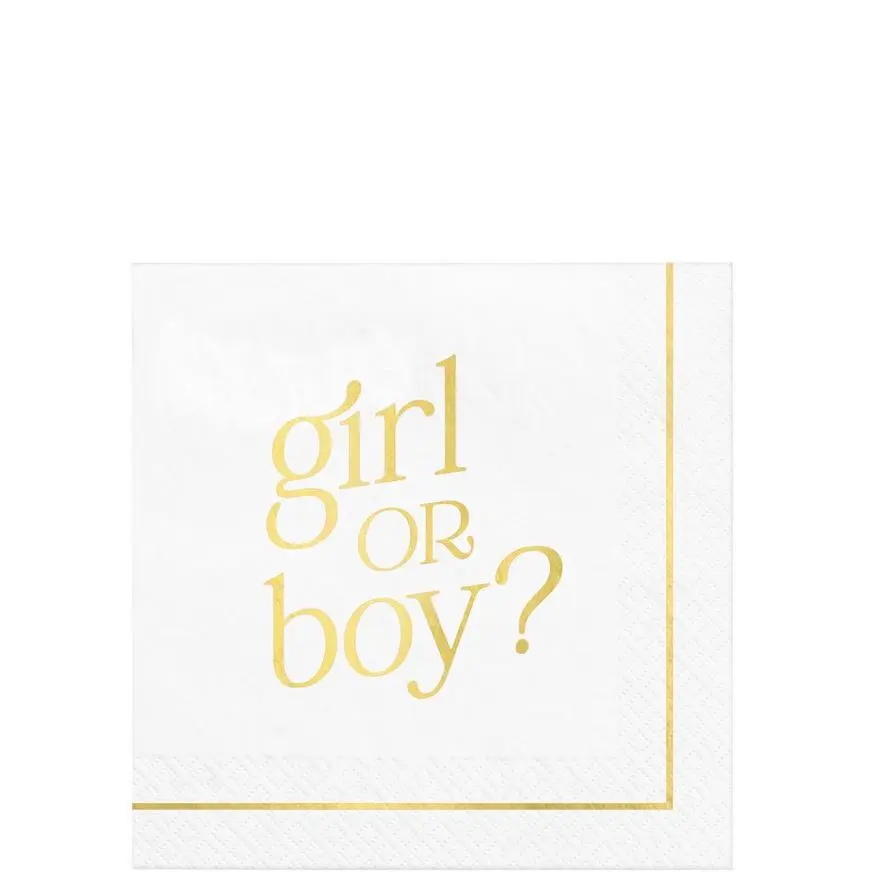 Metallic Girl Or Boy Gender Reveal Paper Beverage Napkins, 5in, 16ct - Just Here For The Sex 3 Metallic Girl Or Boy Gender Reveal Paper Beverage Napkins, 5in, 16ct - Just Here For The Sex