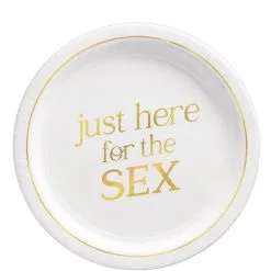 Metallic Just Here For The Sex Gender Reveal Paper Lunch Plates, 9in, 8ct
