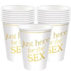 Metallic Just Here For The Sex Gender Reveal Paper Cups, 12oz, 20ct