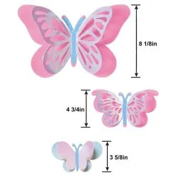 Iridescent Pink Butterfly Accent Décor Kit, 12pc -Costume Party Decor Store 954488 02