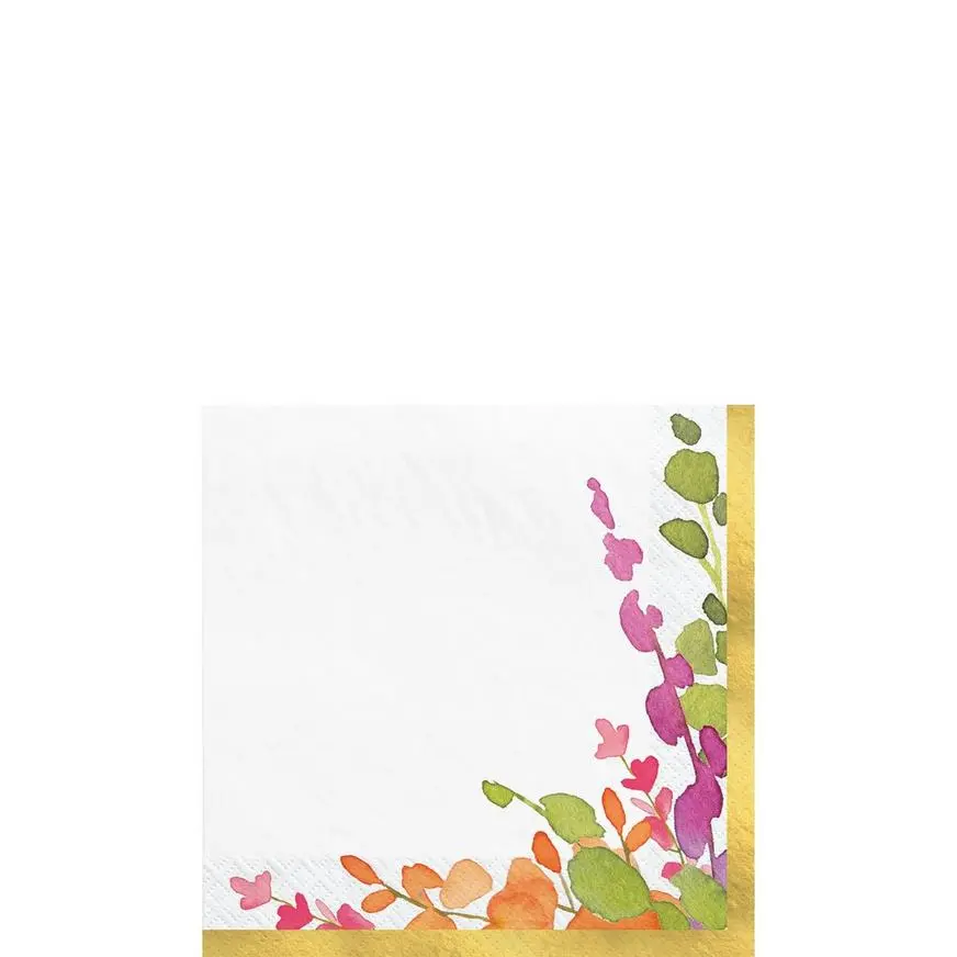 Water Floral Paper Beverage Napkins, 5in, 16ct 3 Water Floral Paper Beverage Napkins, 5in, 16ct