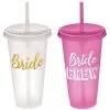 Bachelorette Party Plastic Tumblers With Straws, 24oz, 6ct -Costume Party Decor Store 954685