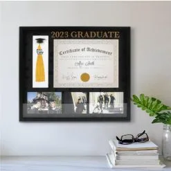 Black 2023 Graduate Plastic Diploma, Photo & Tassel Frame, 18.25in X 15.75in