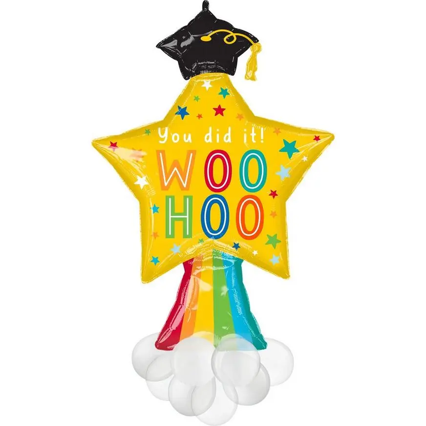 Woo Hoo Shooting Star Graduation Foil & Latex Balloon, 27in X 45in - Graduation Fun 3 Woo Hoo Shooting Star Graduation Foil & Latex Balloon, 27in X 45in - Graduation Fun