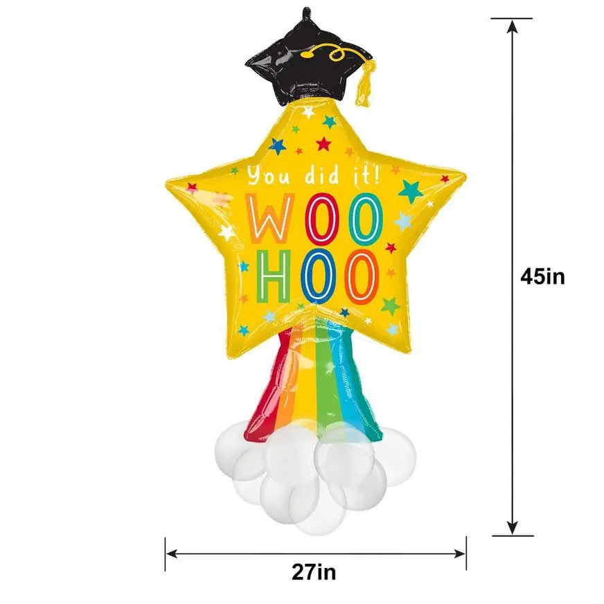 Woo Hoo Shooting Star Graduation Foil & Latex Balloon, 27in X 45in - Graduation Fun 4 Woo Hoo Shooting Star Graduation Foil & Latex Balloon, 27in X 45in - Graduation Fun - Image 2