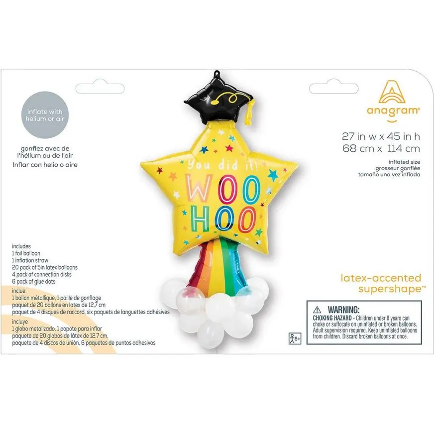 Woo Hoo Shooting Star Graduation Foil & Latex Balloon, 27in X 45in - Graduation Fun 5 Woo Hoo Shooting Star Graduation Foil & Latex Balloon, 27in X 45in - Graduation Fun - Image 3