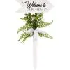 Floral Greenery Wedding Welcome Wood Stake Sign, 30in -Costume Party Decor Store 956451