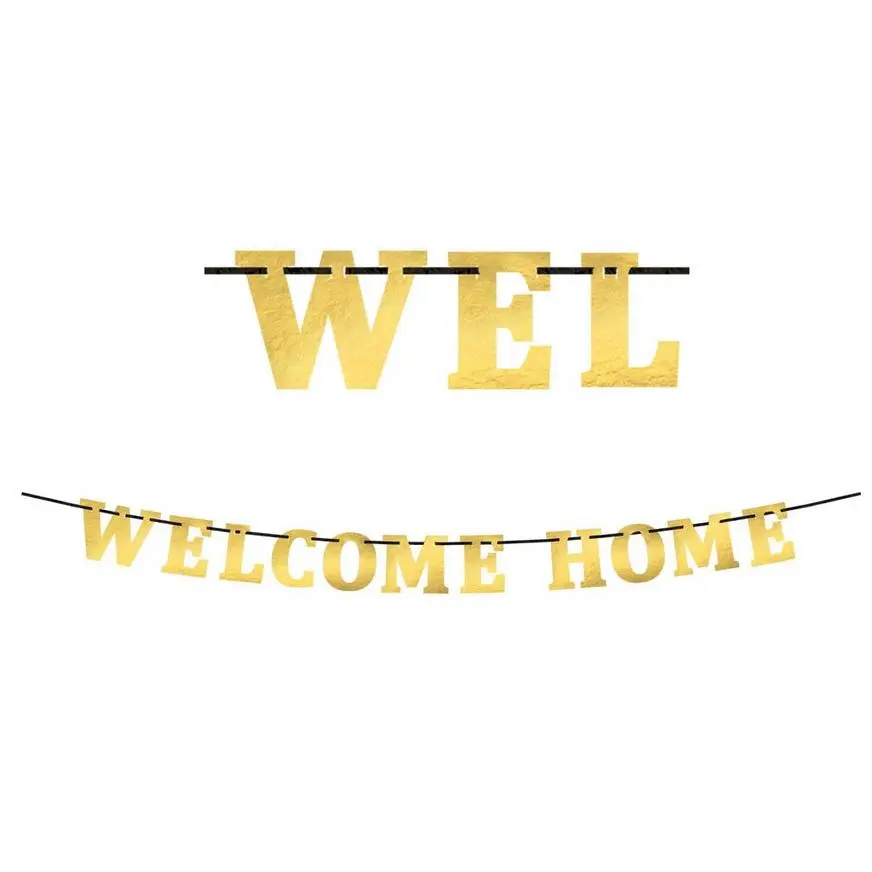 Metallic Gold Welcome Home Cardstock Letter Banner Kit, 4.5in Letters, 13pc 3 Metallic Gold Welcome Home Cardstock Letter Banner Kit, 4.5in Letters, 13pc