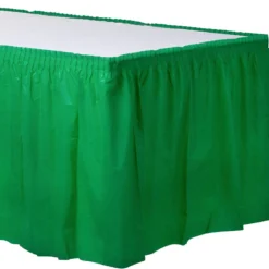 Festive Green Plastic Table Skirt, 21ft X 29in