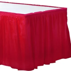 Red Plastic Table Skirt, 21ft X 29in