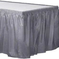 Silver Plastic Table Skirt, 21ft X 29in