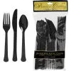 Black Premium Plastic Cutlery Set 24ct 1 Black Premium Plastic Cutlery Set 24ct -Costume Party Decor Store C113851 black