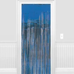 Royal Blue Foil Fringe Doorway Curtain, 3ft X 8ft