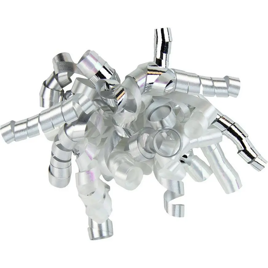 Silver & White Curly Bow 3 Silver & White Curly Bow