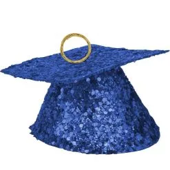 Blue Glitter Grad Cap Balloon Weight, 6oz