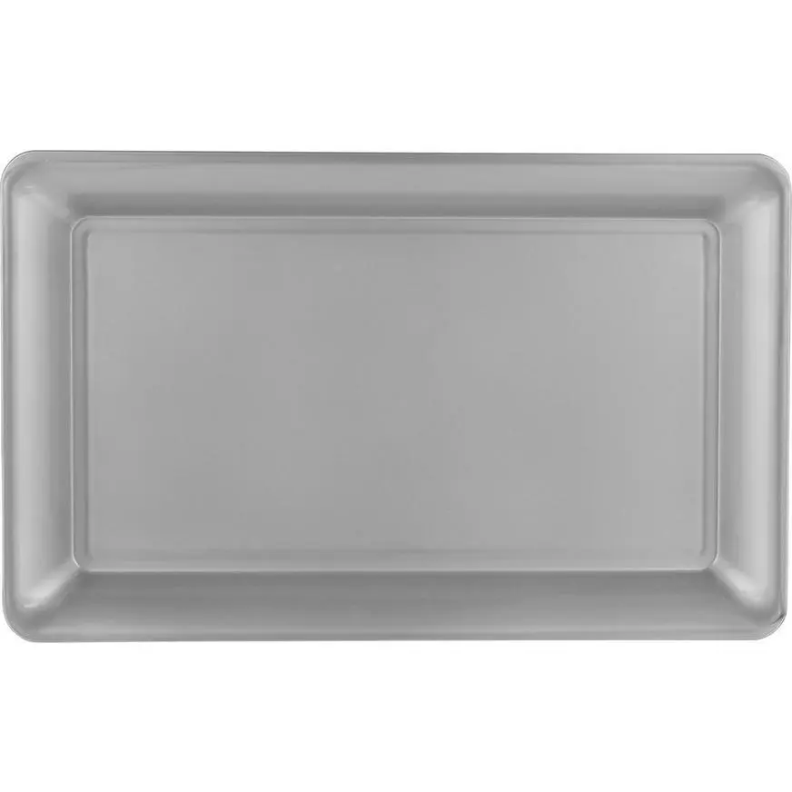 Silver Plastic Rectangular Platter 3 Silver Plastic Rectangular Platter