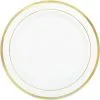 White Gold-Trimmed Premium Plastic Dinner Plates 10ct -Costume Party Decor Store C292384 gold