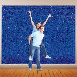 Royal Blue Metallic Floral Sheeting