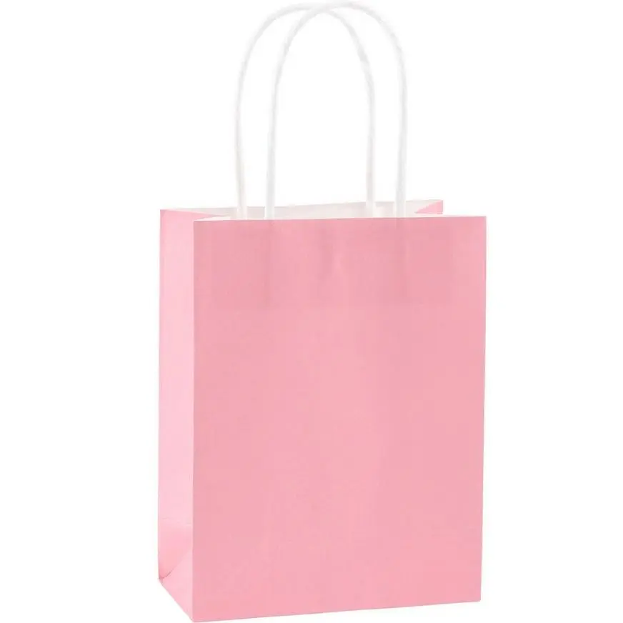Medium Pink Kraft Bags 10ct 3 Medium Pink Kraft Bags 10ct