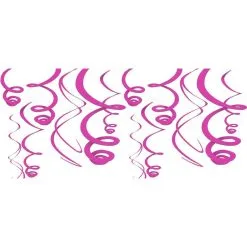 Bright Pink Swirl Decorations 12ct
