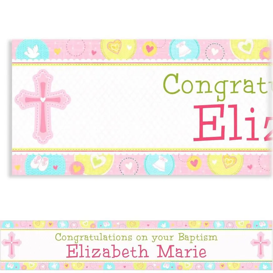 Custom Sweet Christening Girl Banner 6ft 3 Custom Sweet Christening Girl Banner 6ft