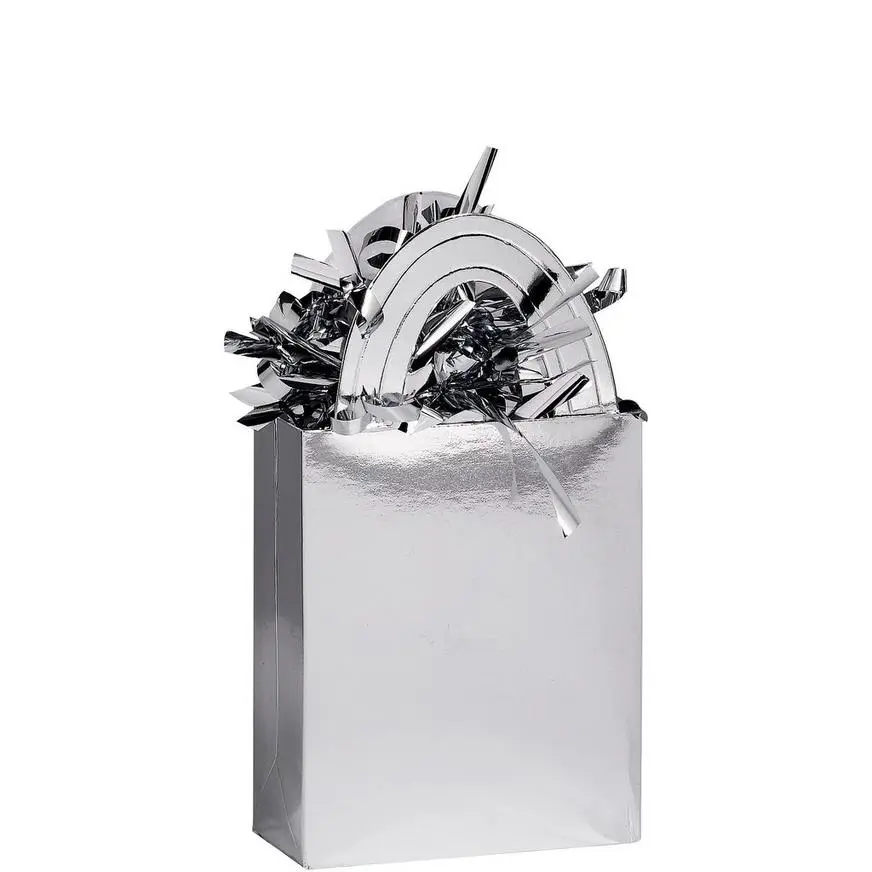 Silver Mini Tote Balloon Weight, 5.5oz 3 Silver Mini Tote Balloon Weight, 5.5oz