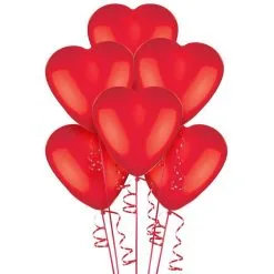 6ct, 12in, Red Heart Latex Balloons