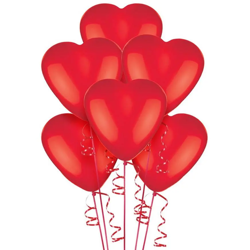 6ct, 12in, Red Heart Latex Balloons 3 6ct, 12in, Red Heart Latex Balloons