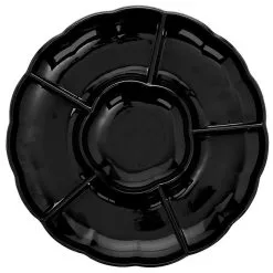 Black Plastic Scalloped Sectional Platter