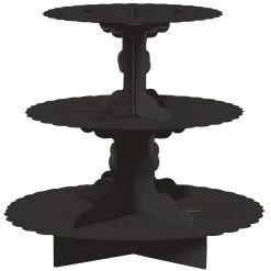 Black 3-Tiered Cardboard Cupcake Stand, 11.5in X 14.25in