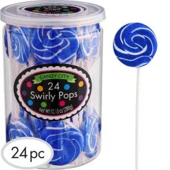 Royal Blue Swirly Lollipops 24pc