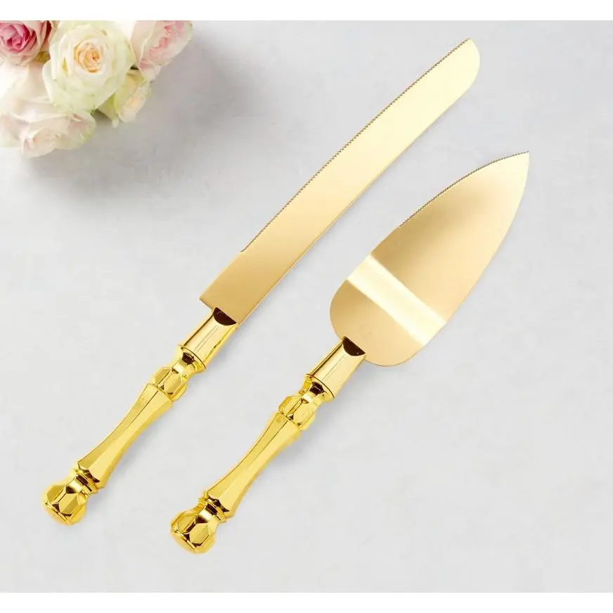 Gold Wedding Cake Knife & Server Set 3 Gold Wedding Cake Knife & Server Set