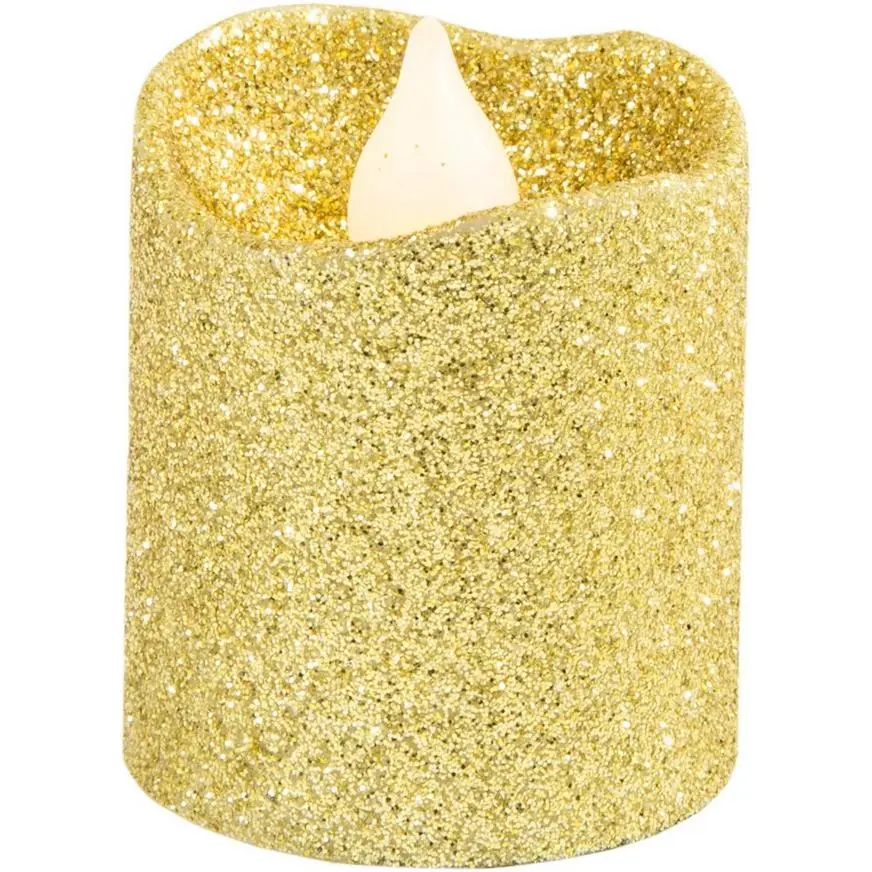 Glitter Gold Votive Flameless LED Candles 6ct 4 Glitter Gold Votive Flameless LED Candles 6ct - Image 2
