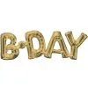 Air-Filled White Gold B-Day Letter Balloon Banner, 26in X 9in -Costume Party Decor Store C694428