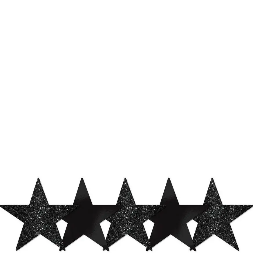 Mini Glitter Black Star Cutouts 5ct 3 Mini Glitter Black Star Cutouts 5ct