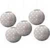 Mini Silver Polka Dot Paper Lanterns 5ct -Costume Party Decor Store C734108 silver