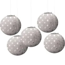 Mini Silver Polka Dot Paper Lanterns 5ct