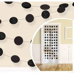 Glitter Black Polka Dot String Decorations 6ct