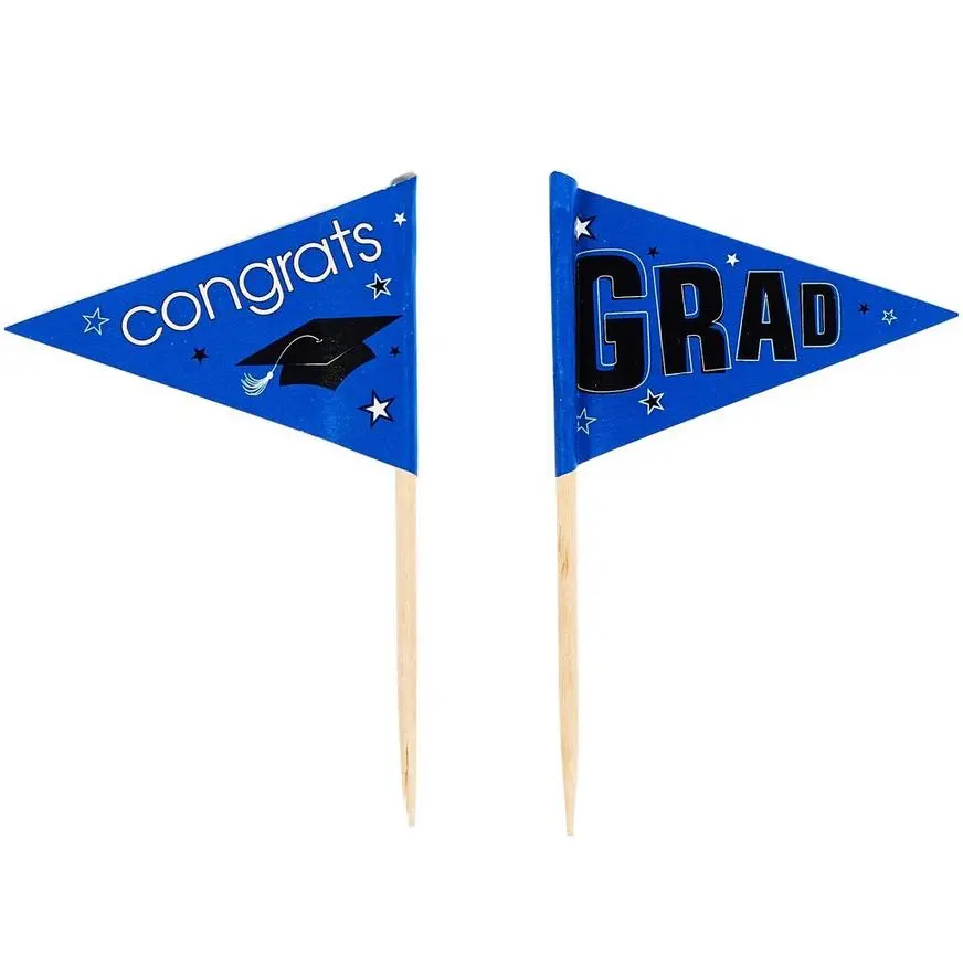 Blue Graduation Flag Picks 36ct 4 Blue Graduation Flag Picks 36ct - Image 2