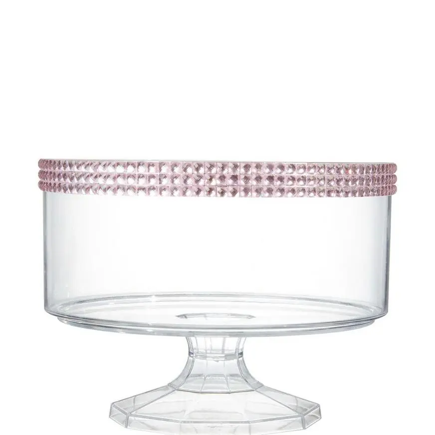Small Pink Rhinestone Clear Plastic Trifle Container 3 Small Pink Rhinestone Clear Plastic Trifle Container