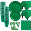 Festive Green Paper Tableware Kit For 50 Guests
