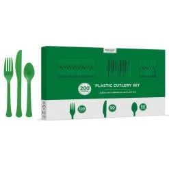 Festive Green Paper Tableware Kit For 50 Guests -Costume Party Decor Store C756782 festive green 06