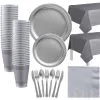 Silver Paper Tableware Kit For 50 Guests