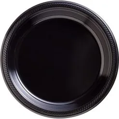 Black Plastic Tableware Kit For 50 Guests -Costume Party Decor Store C756783 black 02