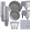 Silver Plastic Tableware Kit For 50 Guests -Costume Party Decor Store C756783 silver