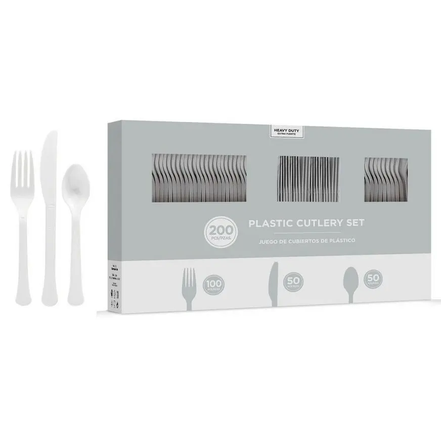 Silver Plastic Tableware Kit For 50 Guests 9 Silver Plastic Tableware Kit For 50 Guests - Image 7