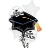 White Congrats Grad Foil Balloon Bouquet, 5pc -Costume Party Decor Store C778887 white
