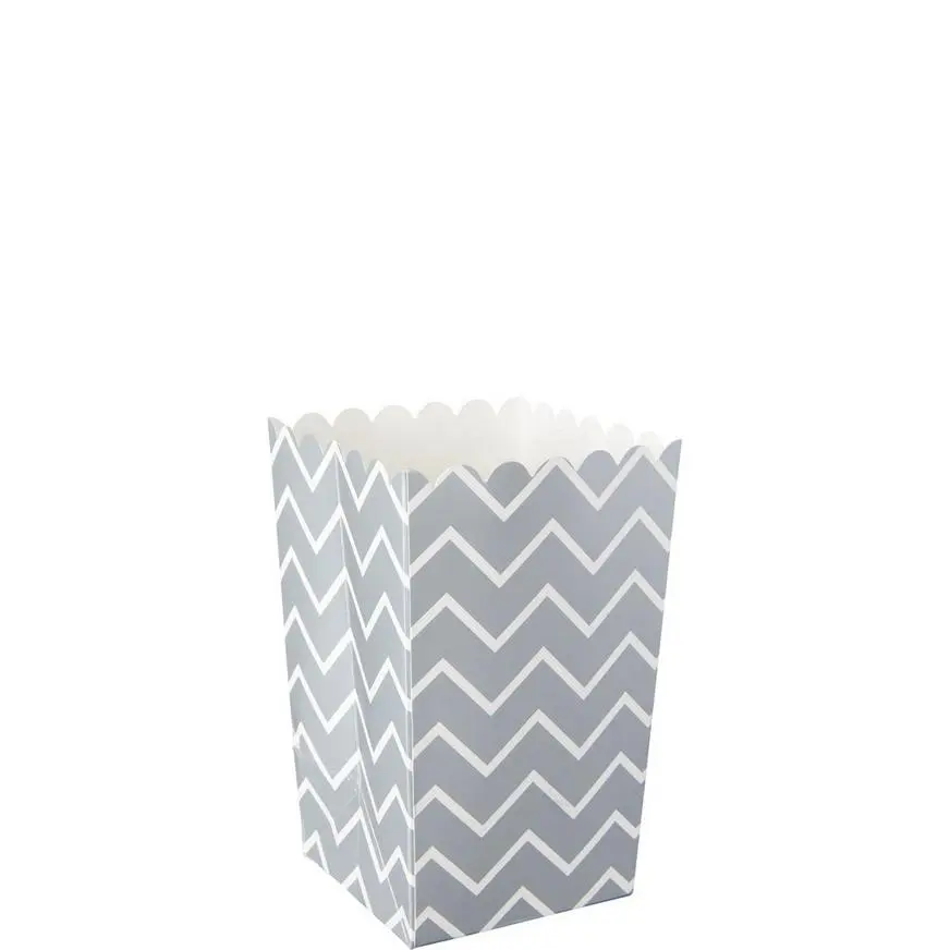 Mini Silver Chevron Popcorn Treat Boxes 6ct 3 Mini Silver Chevron Popcorn Treat Boxes 6ct
